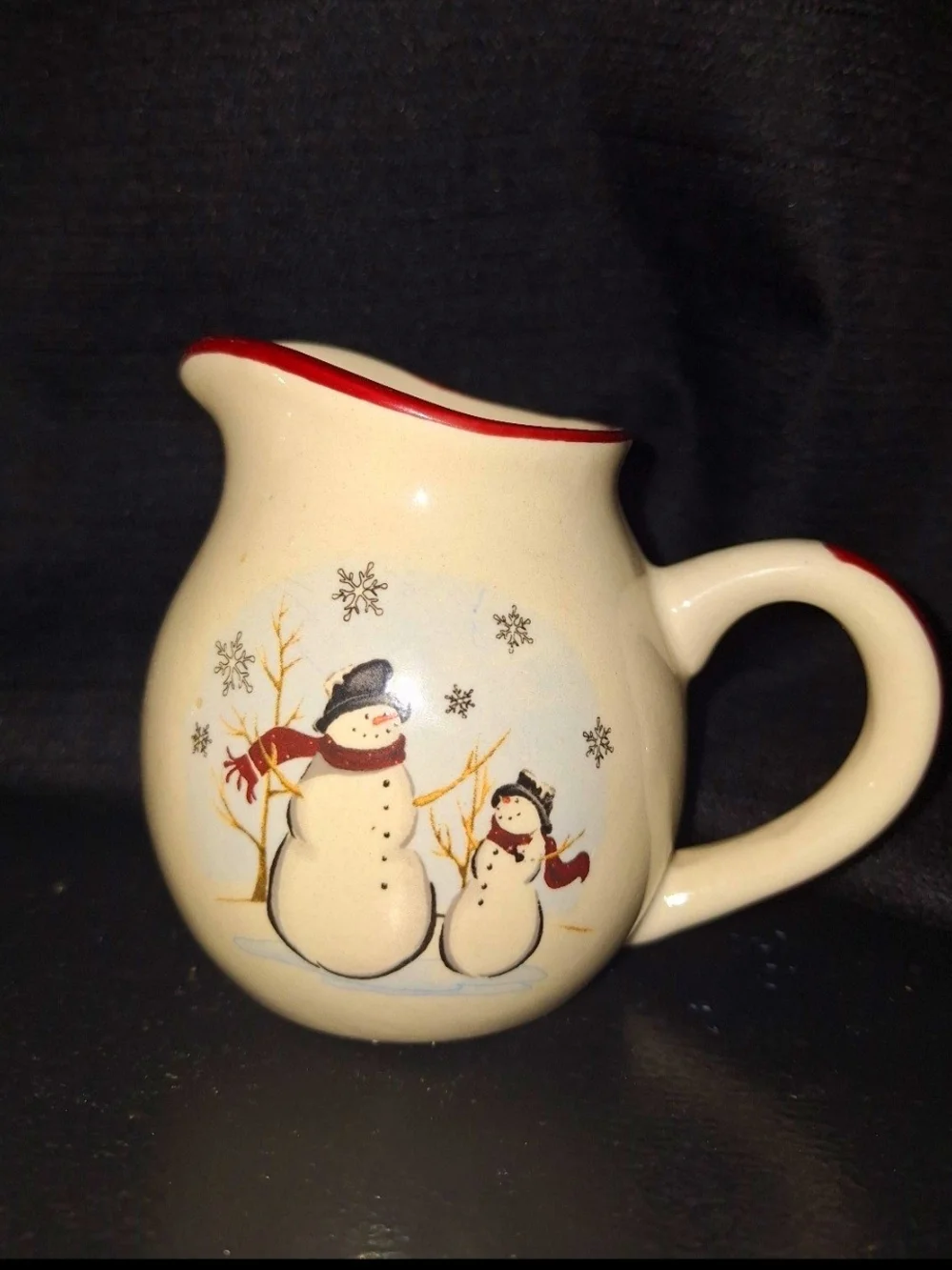 Cream Snowman Creamer And Gravy Boat w/Bonus
